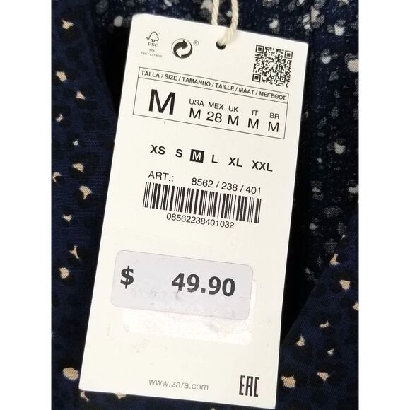 ZARA Abstract Animal Print Pajama Core Mini Shirt Dress Navy Blue Medium NWT - Picture 10 of 11